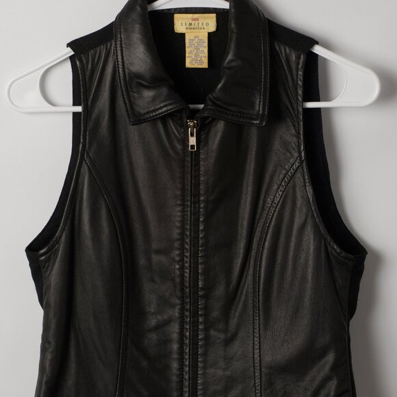 Limited America XS Leather Biker Vest with Collar - Picture 1 of 8
